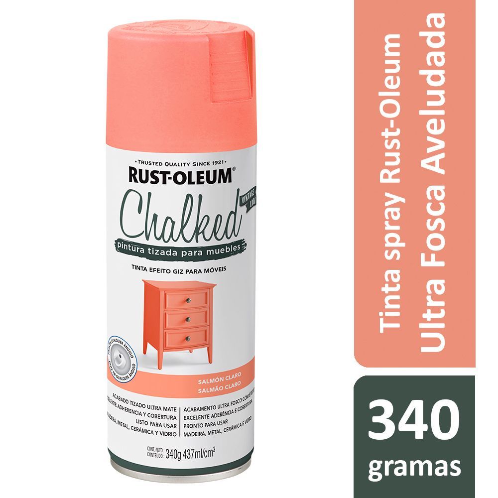 Tinta Chalked Efeito Giz Ultra Fosco Salmão Claro Lata Rust-Oleum em Oferta na Shopee