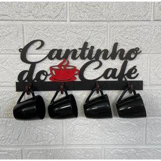 SUPORTE DE MDF PARA XÍCARAS CANTINHO DO CAFÉ COM APLIQUE VERMELHO DE PAREDE COM 4 XÍCARAS DE CAFÉ EM ACRÍLICO COLORIDO 60 ML em Oferta na Shopee
