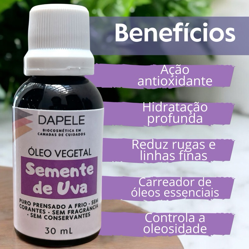 Óleo de SEMENTE DE UVA 100% puro carreador de óleos essenciais