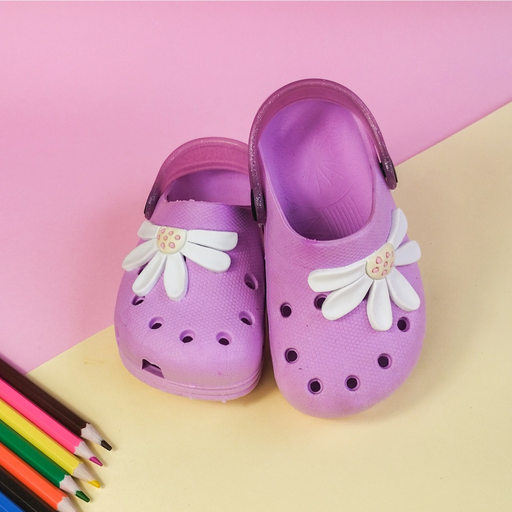 Sandália Papete Babuche Infantil Personagem Flor Menina Confortável Lilás Chinelo