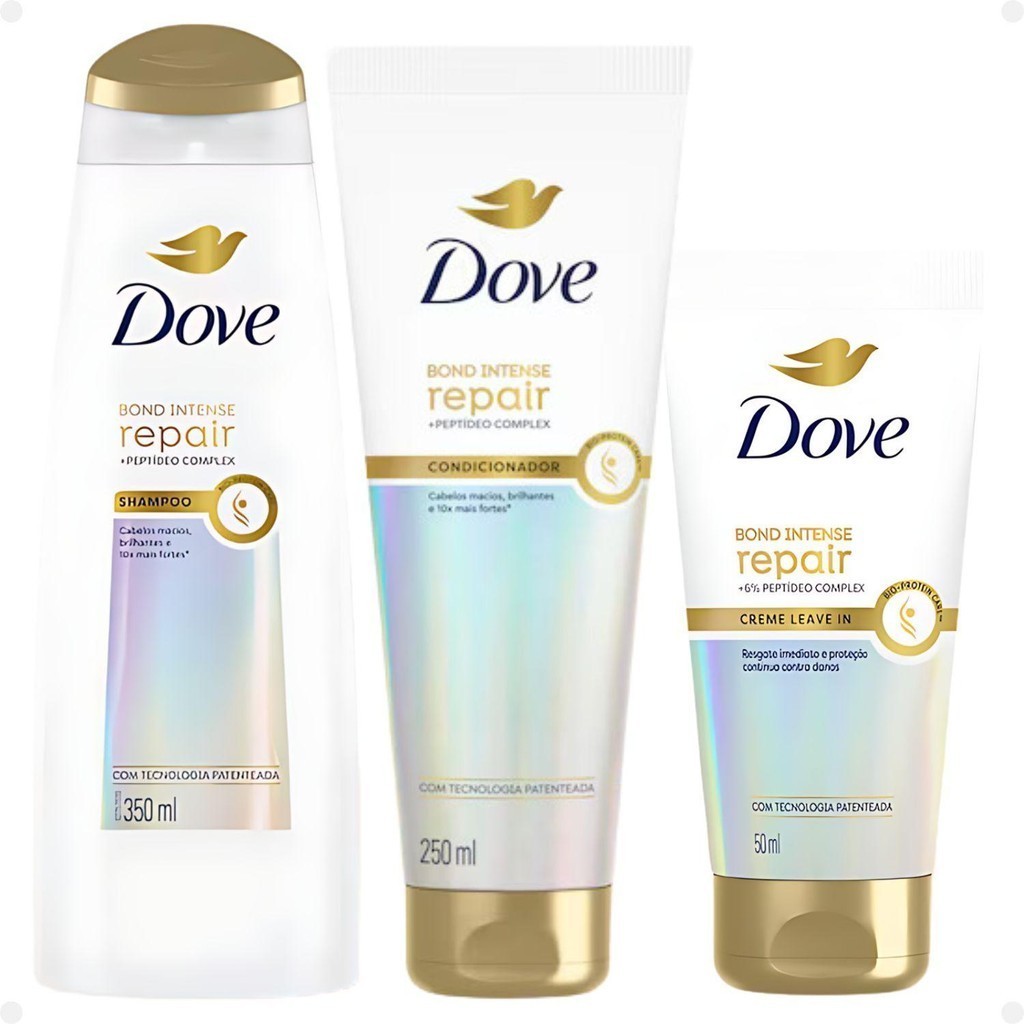 Kit Dove Bond Repair Shampoo + Condicionador + Leave-in
