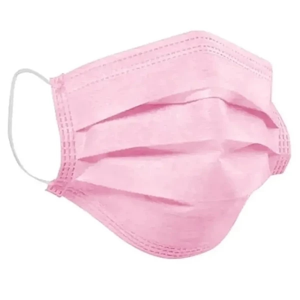 Kit 100 Máscara Rosa/Pink Tripla Camada Com Clipe Nasal Adulto