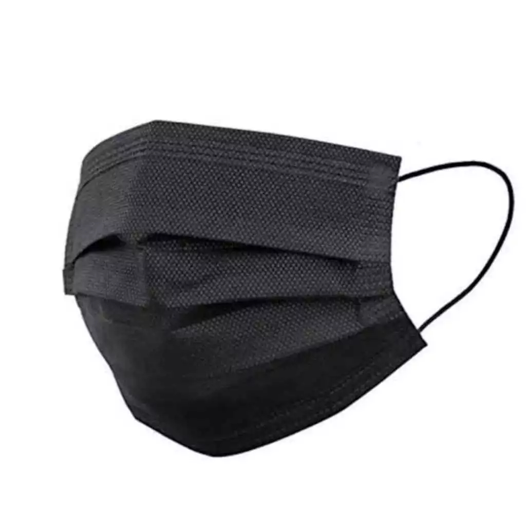 Kit 100 Máscaras Descartáveis Preta Tripla Camada Com Clipe Nasal Adulto