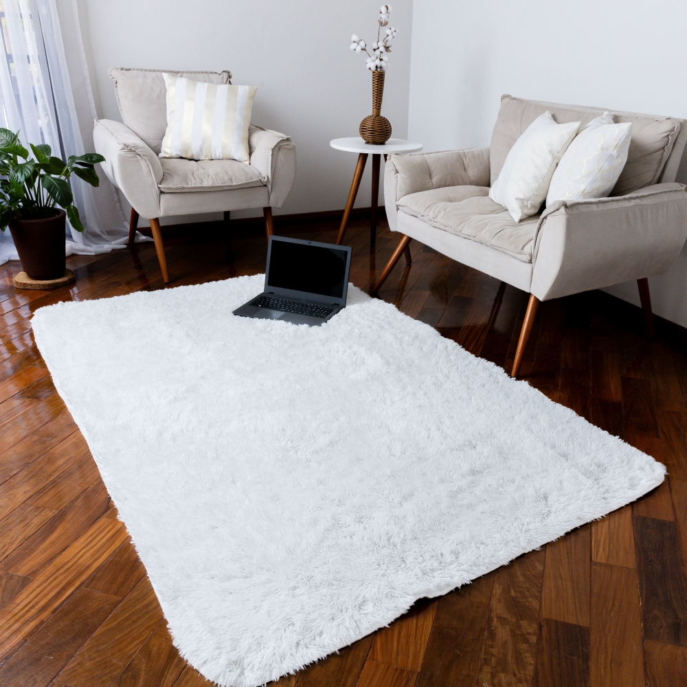Tapete Felpudo Sala Branco Antiderrapante 1,00x1,40mt em Oferta na Shopee
