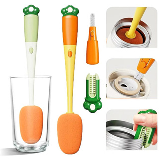 Escova 3 Em 1 De Limpeza De Copo e garrafas Com Cabo Longo Multifuncional Forma De Cenoura.Especificações em Oferta na Shopee