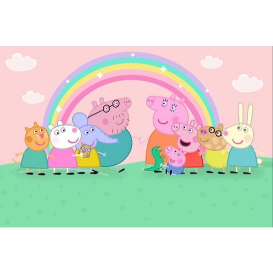 Painel de Festa em Tecido Personalizado - Tema Peppa Pig Sublimado Tecido Helanca com Elástico.