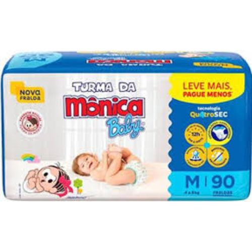 Fralda Turma da Mônica BAG Hiper Pacotão Tamanho M - 90 Unidades em Oferta na Shopee