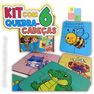 KIT QUEBRA-CABEÇAS (c/6 jogos) MDF BRINQUEDO PEDAGOGICO