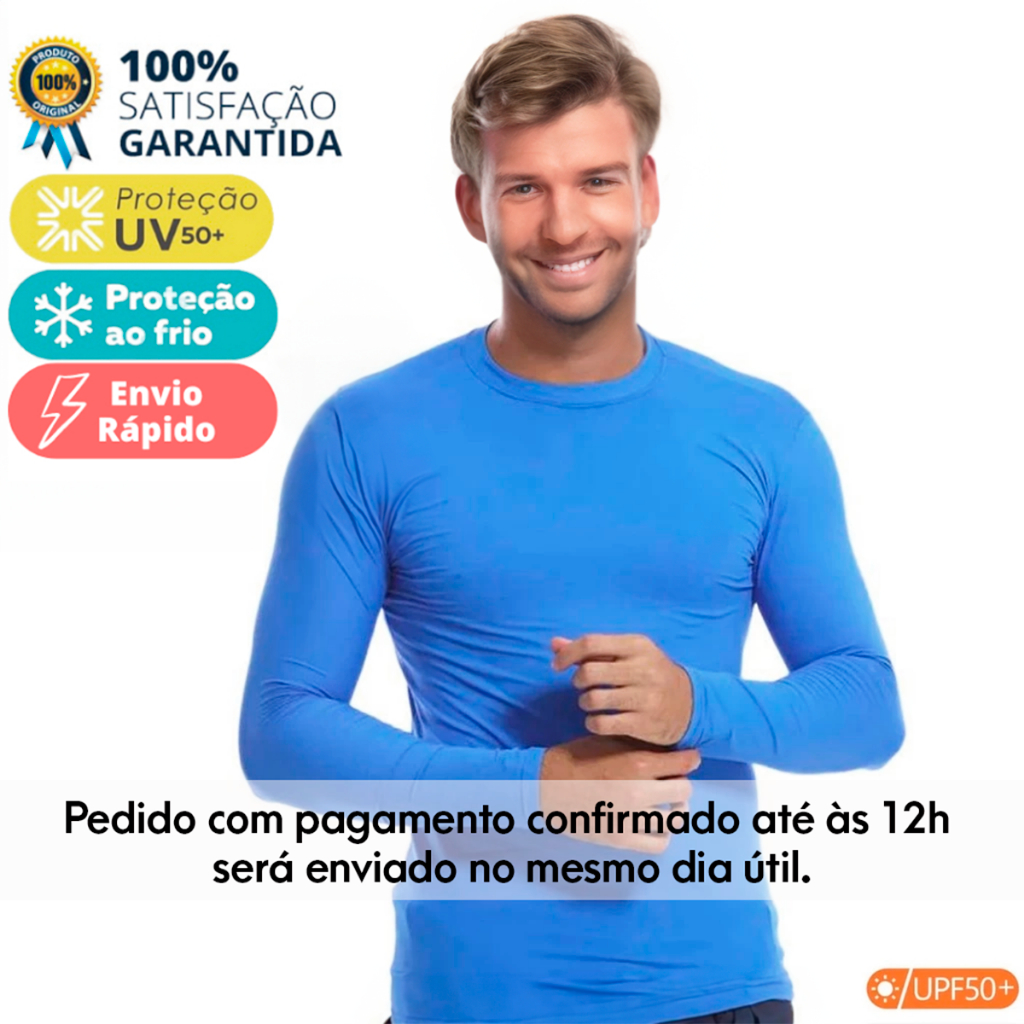 Camisa Proteção UV 50+ Solar Térmica Unissex - Segunda Pele Térmica -Academia Manga Longa Lisa Cores