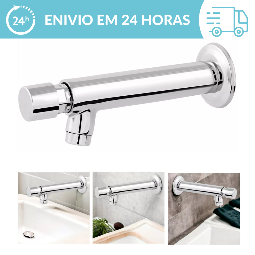 Torneira Lavatório, Bia Banheiro Parede Automática Cromada 1021