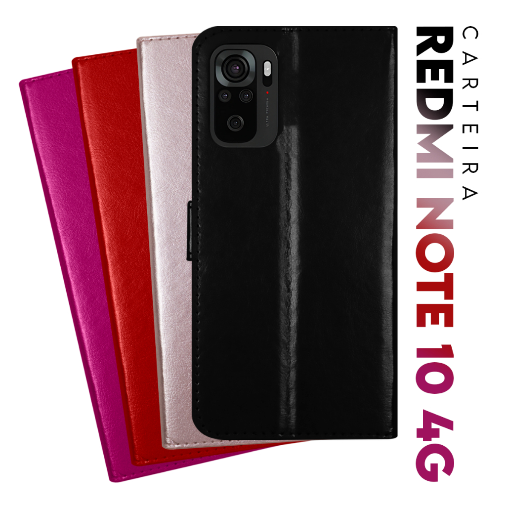Capa Case Capinha Carteira Flip Cover Couro Sintético PRETA Para Xiaomi Redmi Note 10 4g 10s tela 6.43 Cell in Power25 em Oferta na Shopee