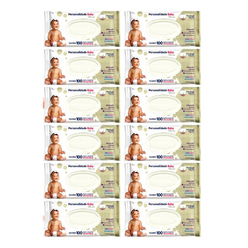 Kit 12 Pcts Toalha Umedecida Personalidade 100un cada - Total 1200un