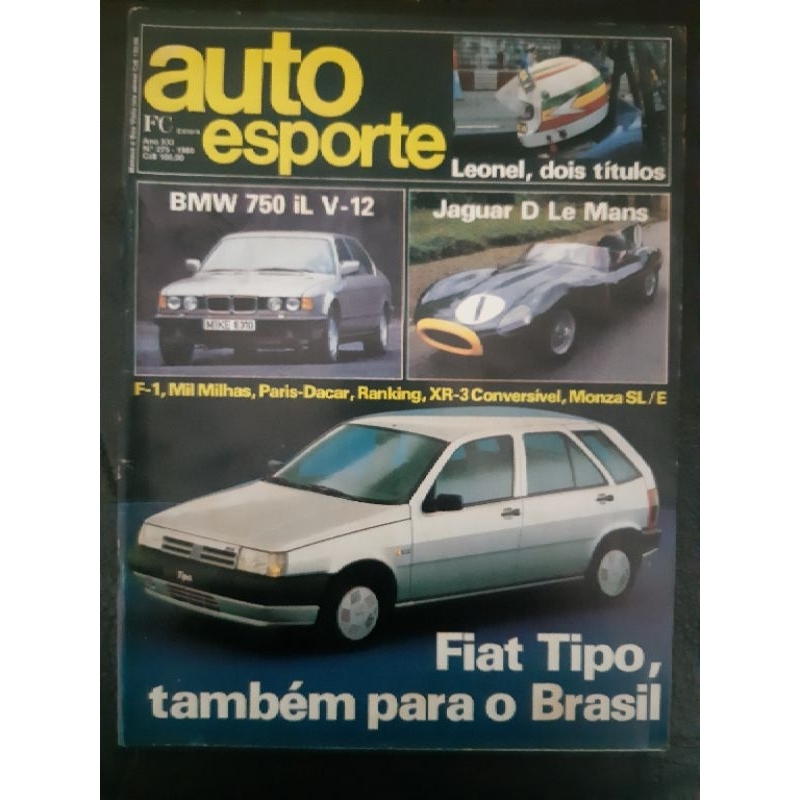 Revista Auto Esporte Fevereiro de 1988 Edição n° 275 –Ford Escort XR3 Conversível. GM Monza SL/E 2.0. Jaguar D-Type. BMW 750 i. Fiat Tipo.