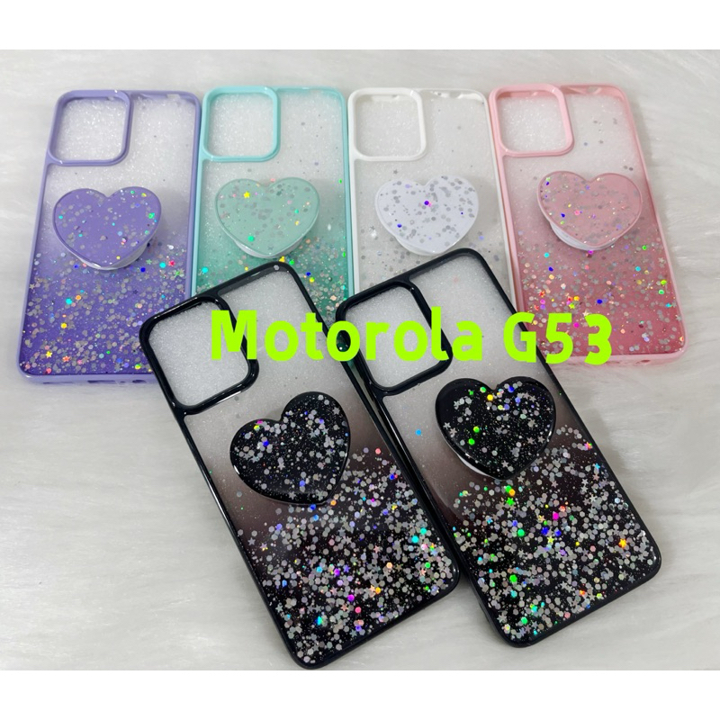 Capinha com glitter e Pop Socket para Motorola G53