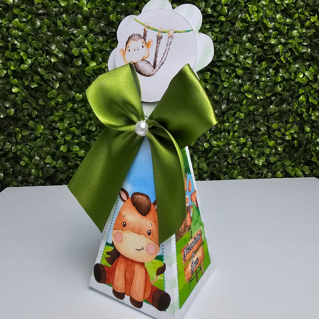 Caixa Cone Pirâmide FAZENDINHA VERDE - Personalizados - Festa infantil - Aniversário - Lembrancinha