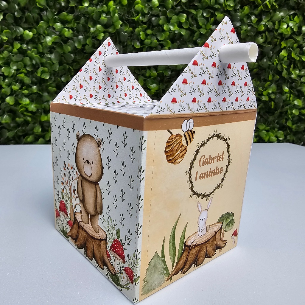 Caixa Canudo BOSQUE MENINO - Personalizados - Festa infantil - Aniversário - Lembrancinha