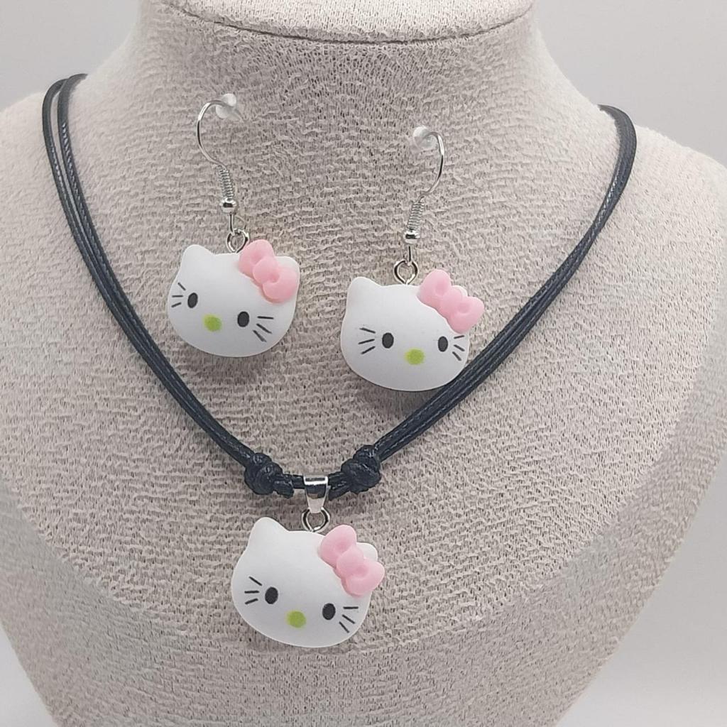 kit Colar e brincos Hello Kitty em Oferta na Shopee