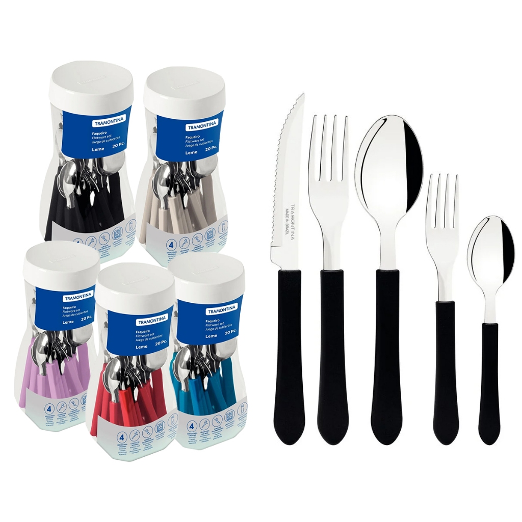 Jogo de Talheres Faqueiro Tramontina Leme em Aço Inox 20 Peças