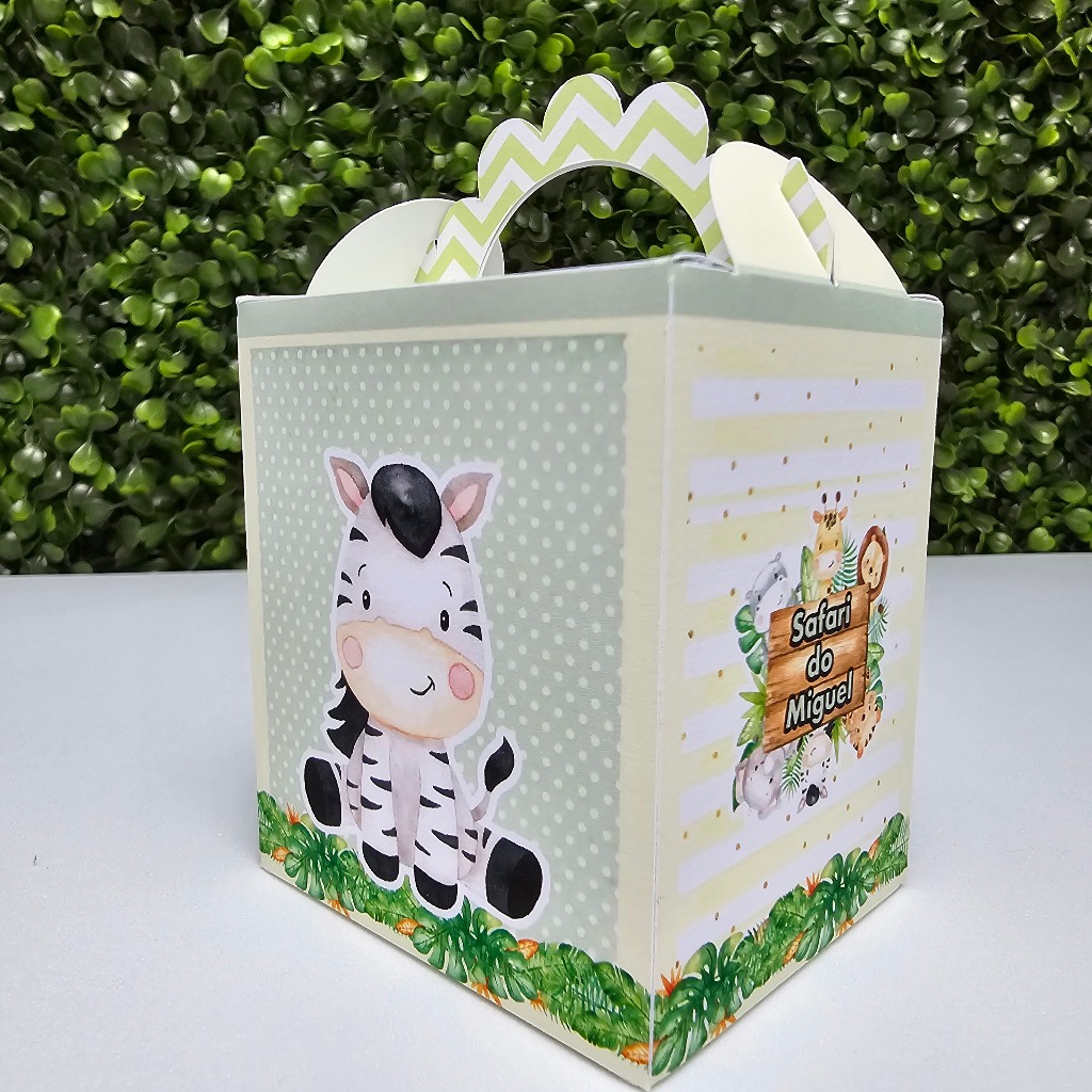 Caixa Lanchinho SAFARI MENINO VERDE  - Personalizados - Festa infantil - Aniversário - Lembrancinha