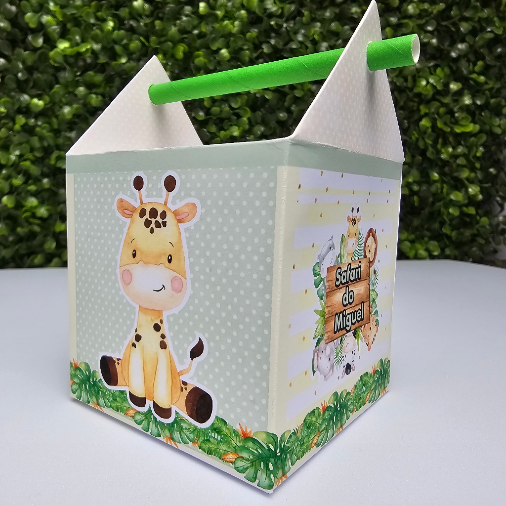 Caixa Canudo SAFARI MENINO VERDE - Personalizados - Festa infantil - Aniversário - Lembrancinha