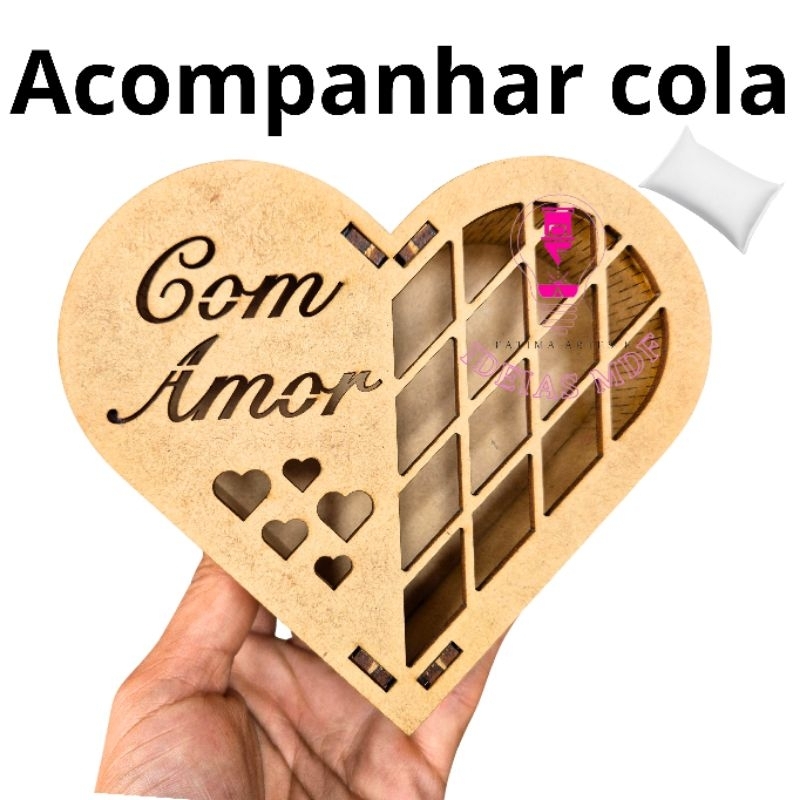 10 Caixa Coração Bombom COM AMOR