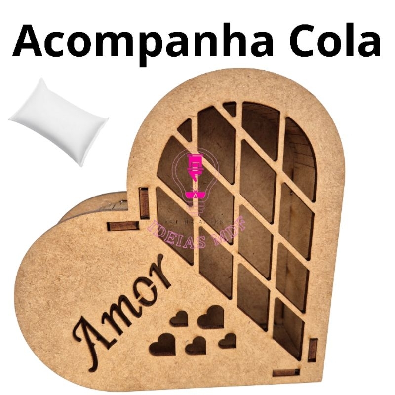 20 Caixa Coração AMOR Bombom Mdf, cesta, bandeja