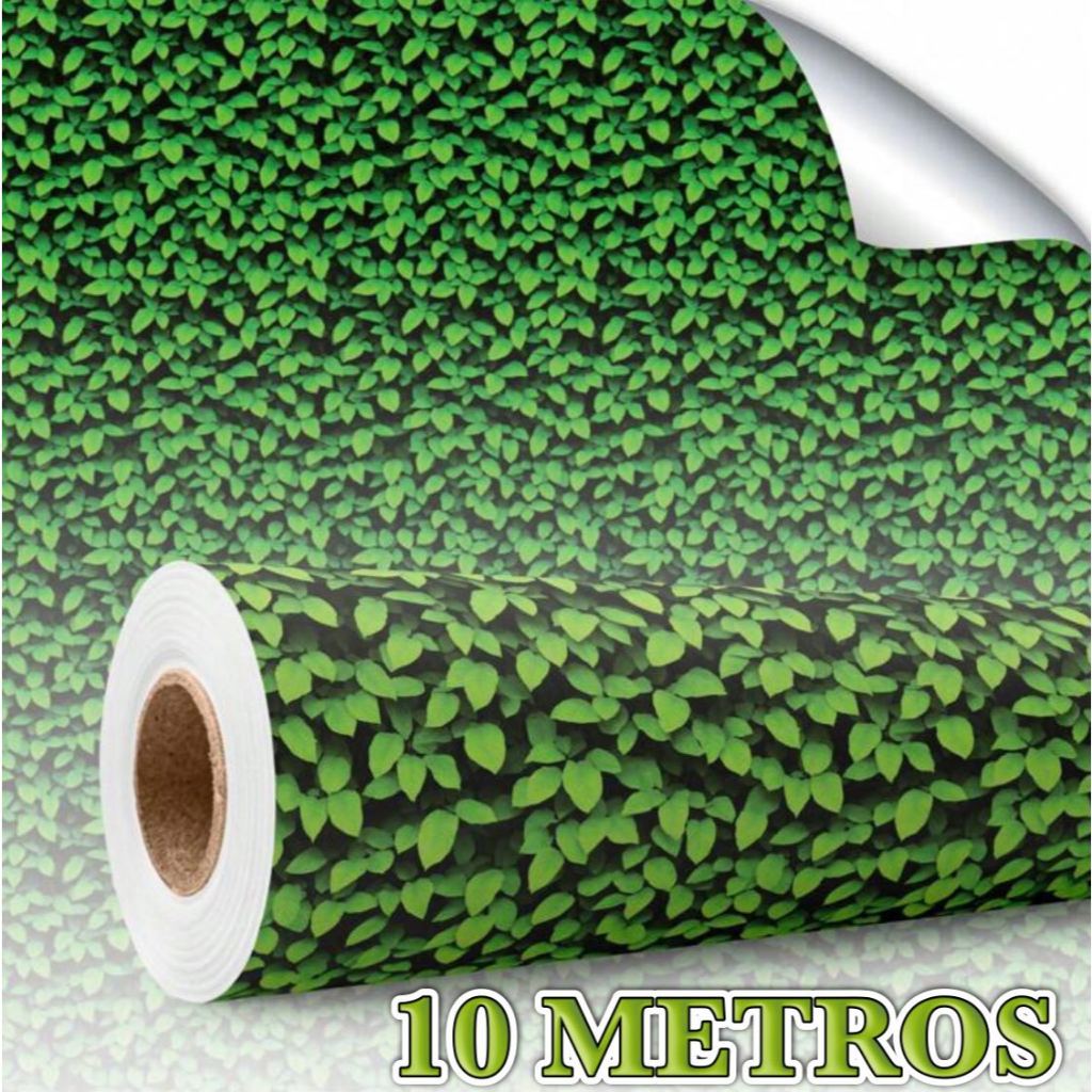 Papel de Parede Adesivo Hera Folhas Verde 10 METROS x 45CM Adesivo 3D Autocolante para Sala, Quarto