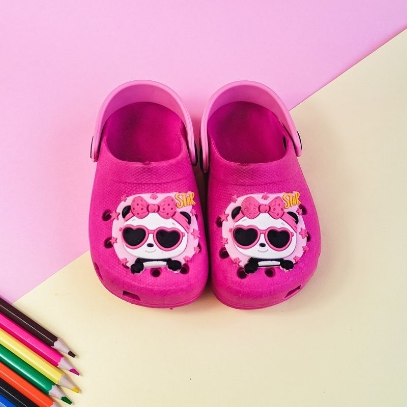 Papete Sandália Chinelo Babuche Infantil Personagem Menina Panda Confortável Pink