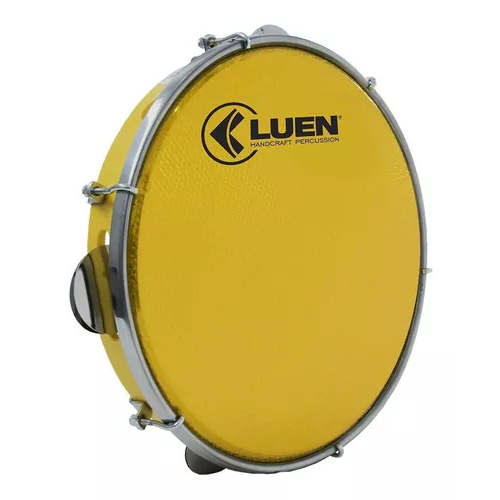 Pandeiro 10 Abs Amarelo Pele Holográfica Luen
