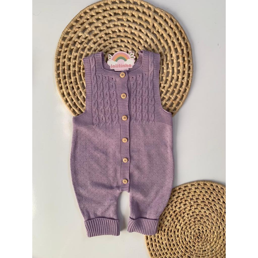 Macacão Jardineira Tricô Tricot Bebê Unissex Botão Regata em Oferta na Shopee