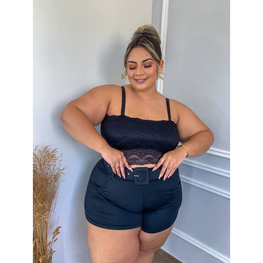 Cropped Plus Size de Renda (Top Faixa)