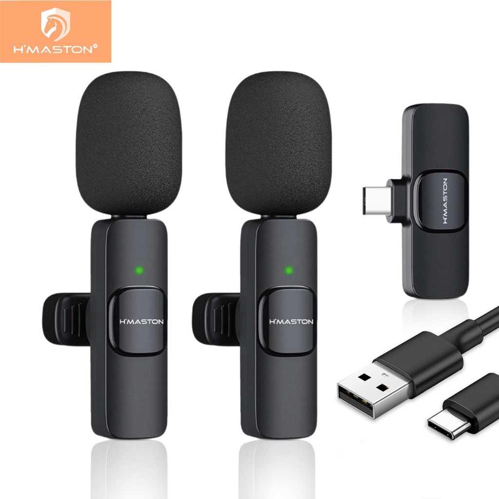 H'maston MK09/10 Microfone De Lapela Sem Fio Compatível Tipo C E iPhone