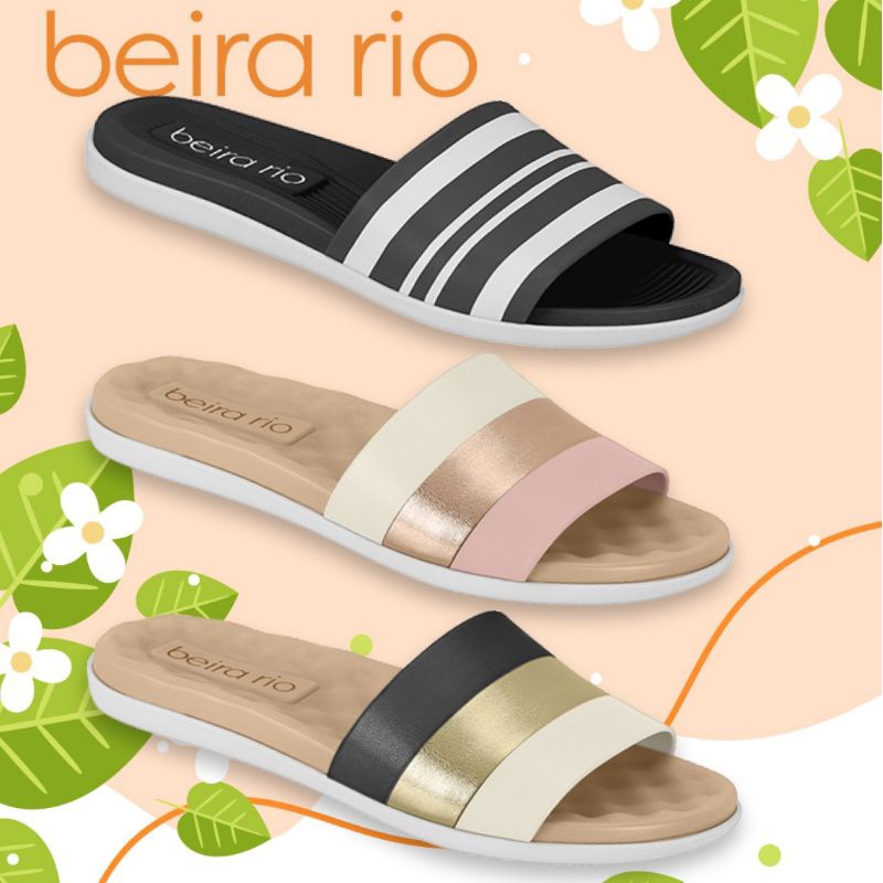 Rasteirinha Feminina Confortável Beira Rio Slide Flats Ortopédica Esporão