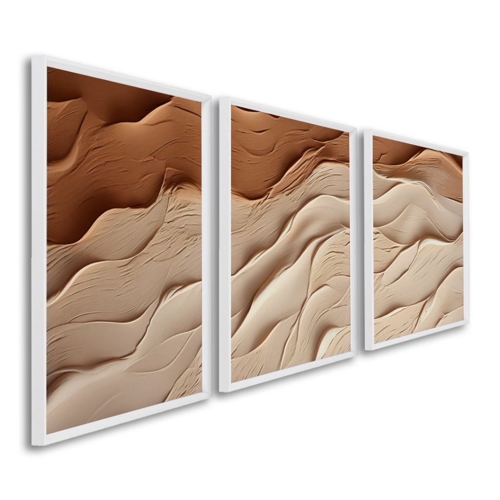 Quadro De Decoração  Com 3 Telas Abstrato Para Sala Quarto Escritorio 60x90 Moldura Com E Sem Vidro