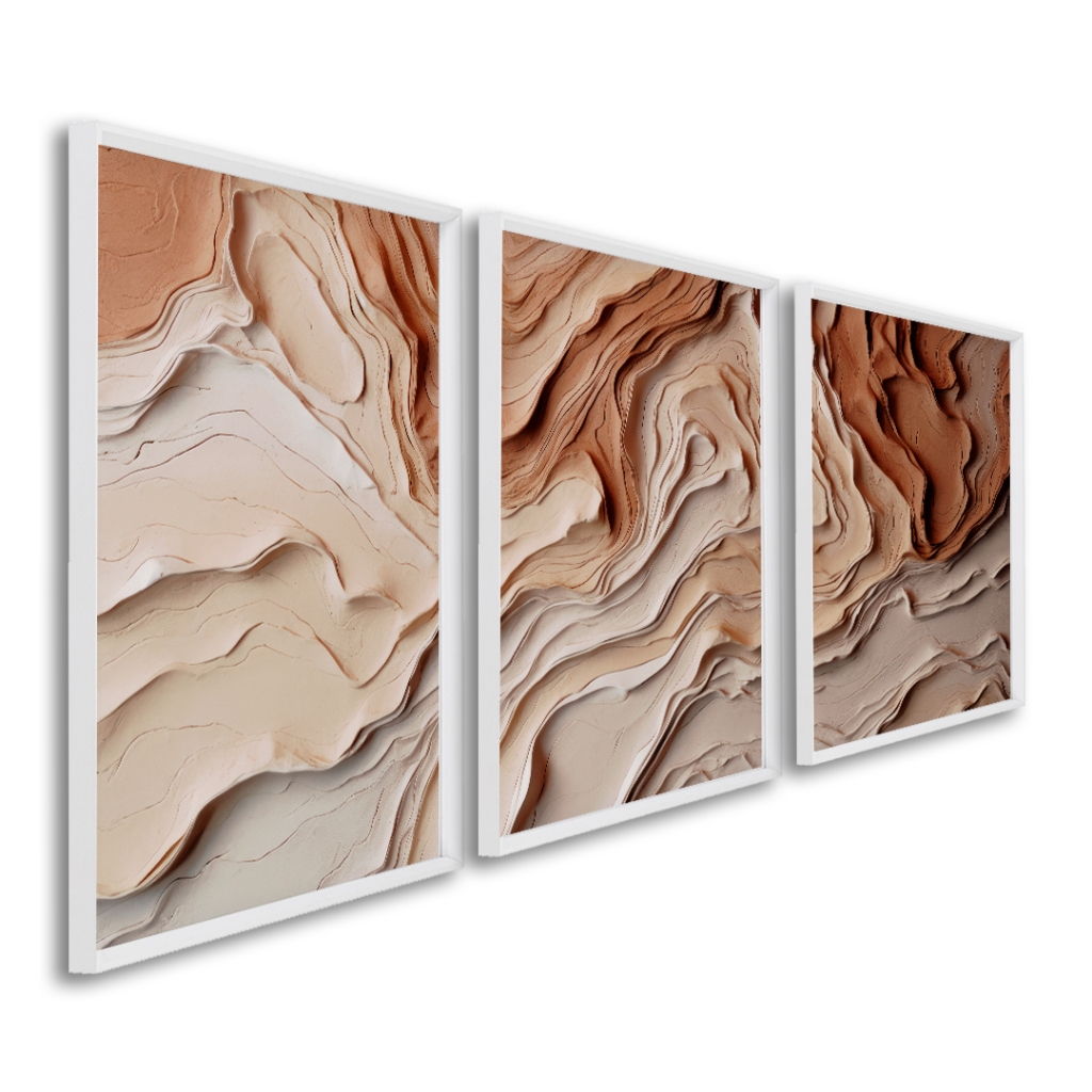 QUADRO DECORATIVO TRIPTICO ABSTRATO GEOMÉTRICO FORMAS PARA SALA, QUARTO, ESCRITÓRIO 60x90 em Oferta na Shopee