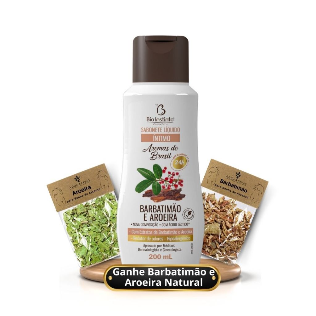 Sabonete Feminino Liquido Intimo Barbatimão-Aroeira Eficaz + Brinde banho de assento - Kit com 12 unidades