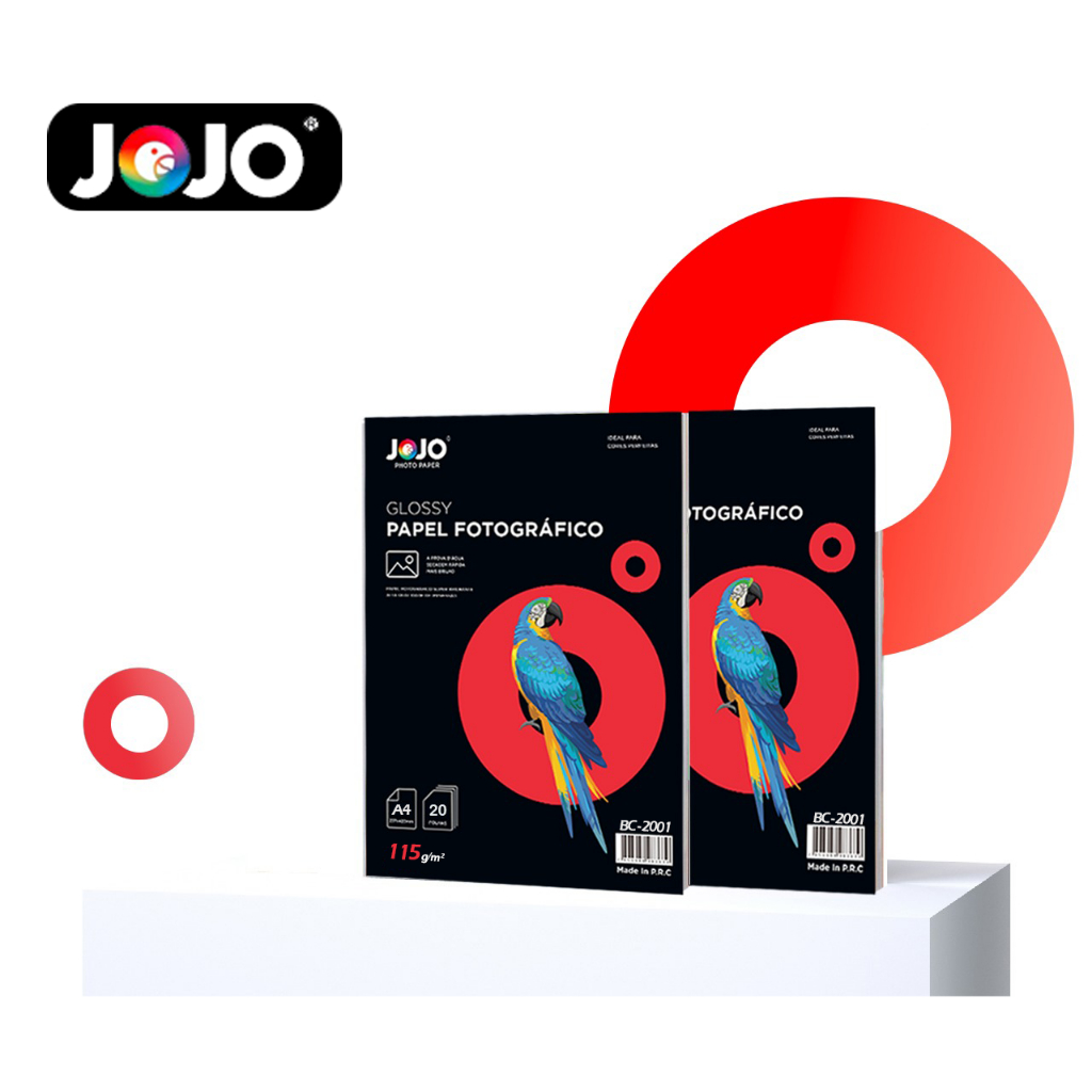 Papel Fotográfico 115g 40 Folhas A4 Glossy Resistente a Água Brilhante Jojo Brasil