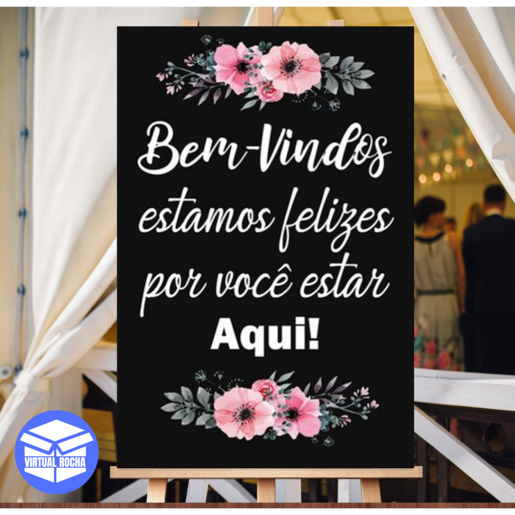 Quadro Casamento Boas Vindas Fundo Preto Mdf em Oferta na Shopee