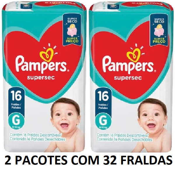 Fralda Pampers TAM G, ESCOLHA VARIAÇÃO COM A QUANTIDADE DESEJADA - SUPERSEC