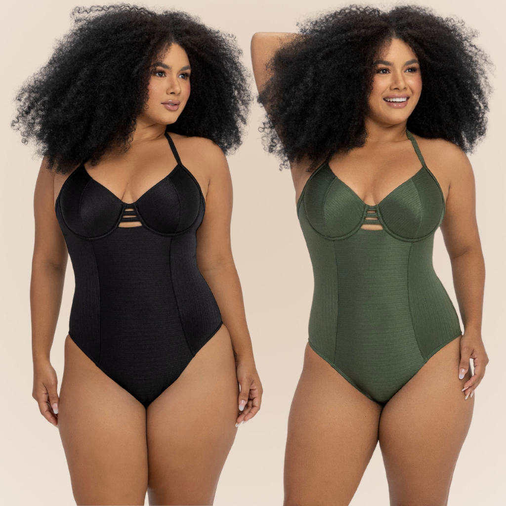 Maiô Banho de Mar Zero Barriga Meia Taça sem Bojo com Aro Alça Ajustável Compressão na Medida Certa - Sports & Outdoors