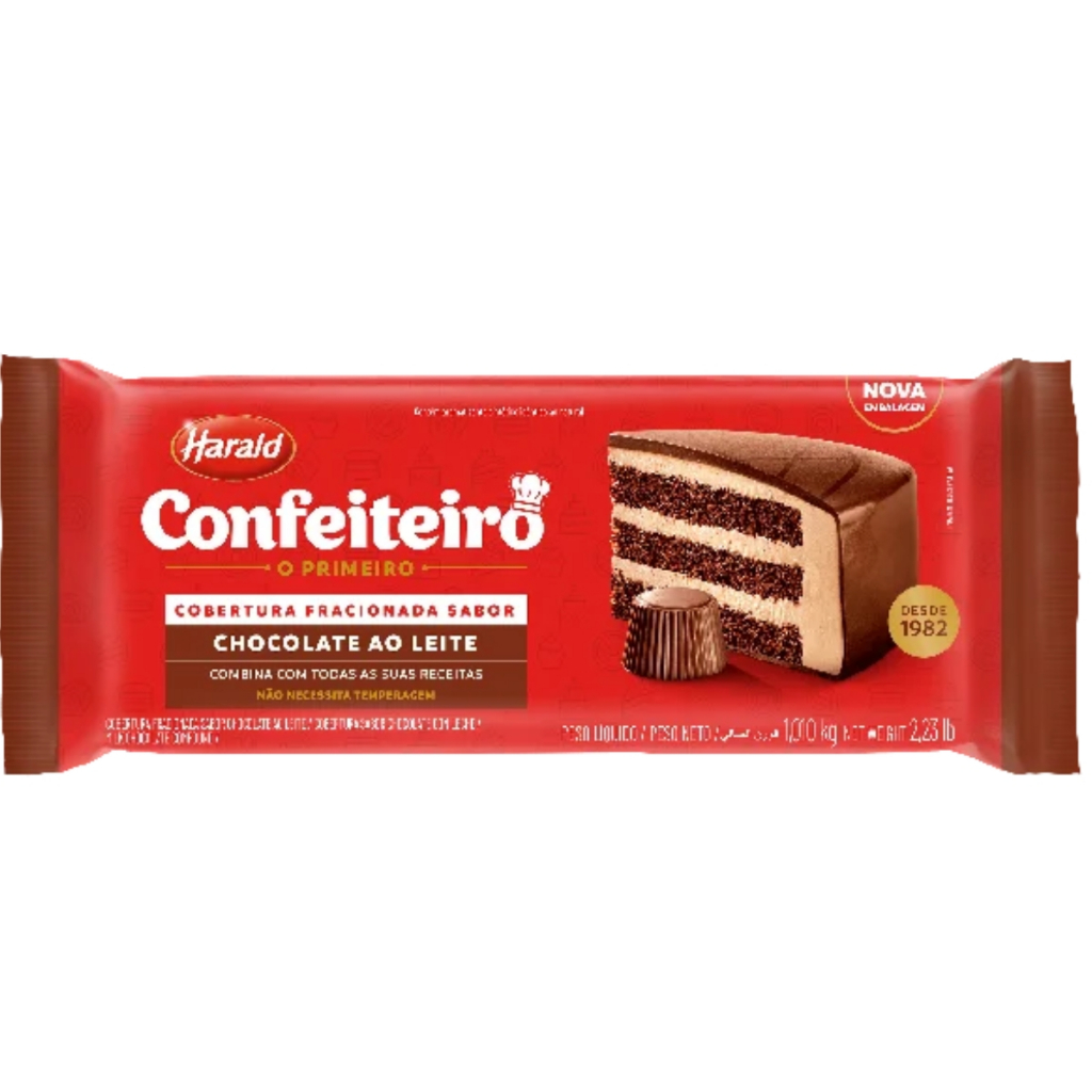 Cobertura Confeiteiro Chocolate Ao Leite em Barra 1,010kg Harald