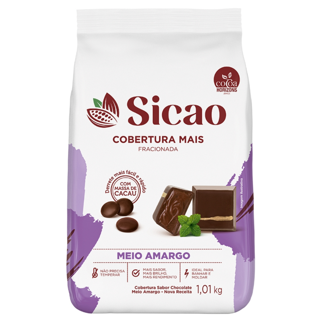 Gotas Chocolate Cobertura Mais Meio Amargo 1,01kg Sicao