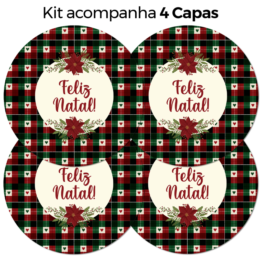 Kit com 4 Capas para Sousplat Decoração de Natal Feliz 35X35 cm ENVIO RÁPIDO!