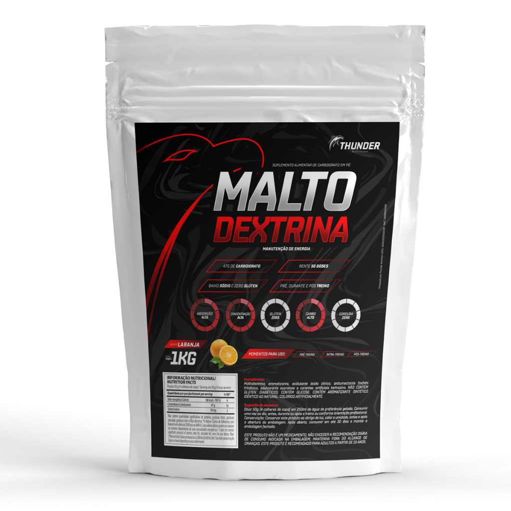 Maltodextrina 1kg Thunder Nutrition Rende 50 doses - Malto Dextrin com sabor