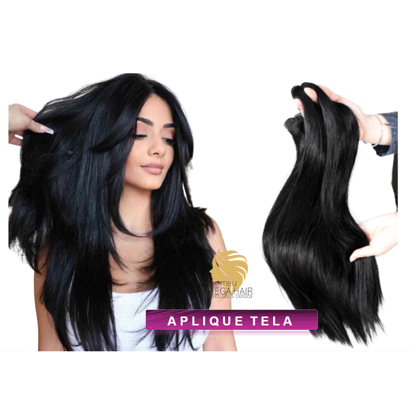 Cabelo Aplique Preto Liso 70cm 100g Para Mega Hair Bio Humanizado Premium Bella Hair