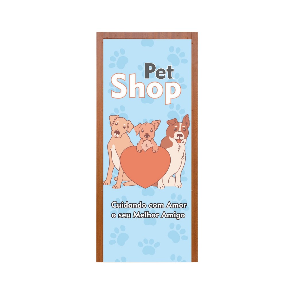 Painel Capa de Porta Pet Shop 3D em Tecido 0,85m X 2,10m