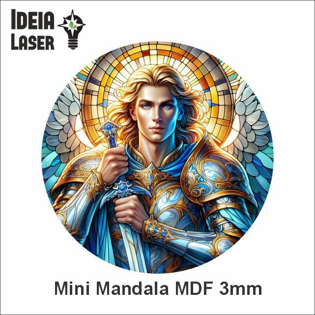 São Miguel Arcanjo - Fraternidade Branca - Mini Mandala MDF - Arte Estilo Vitral