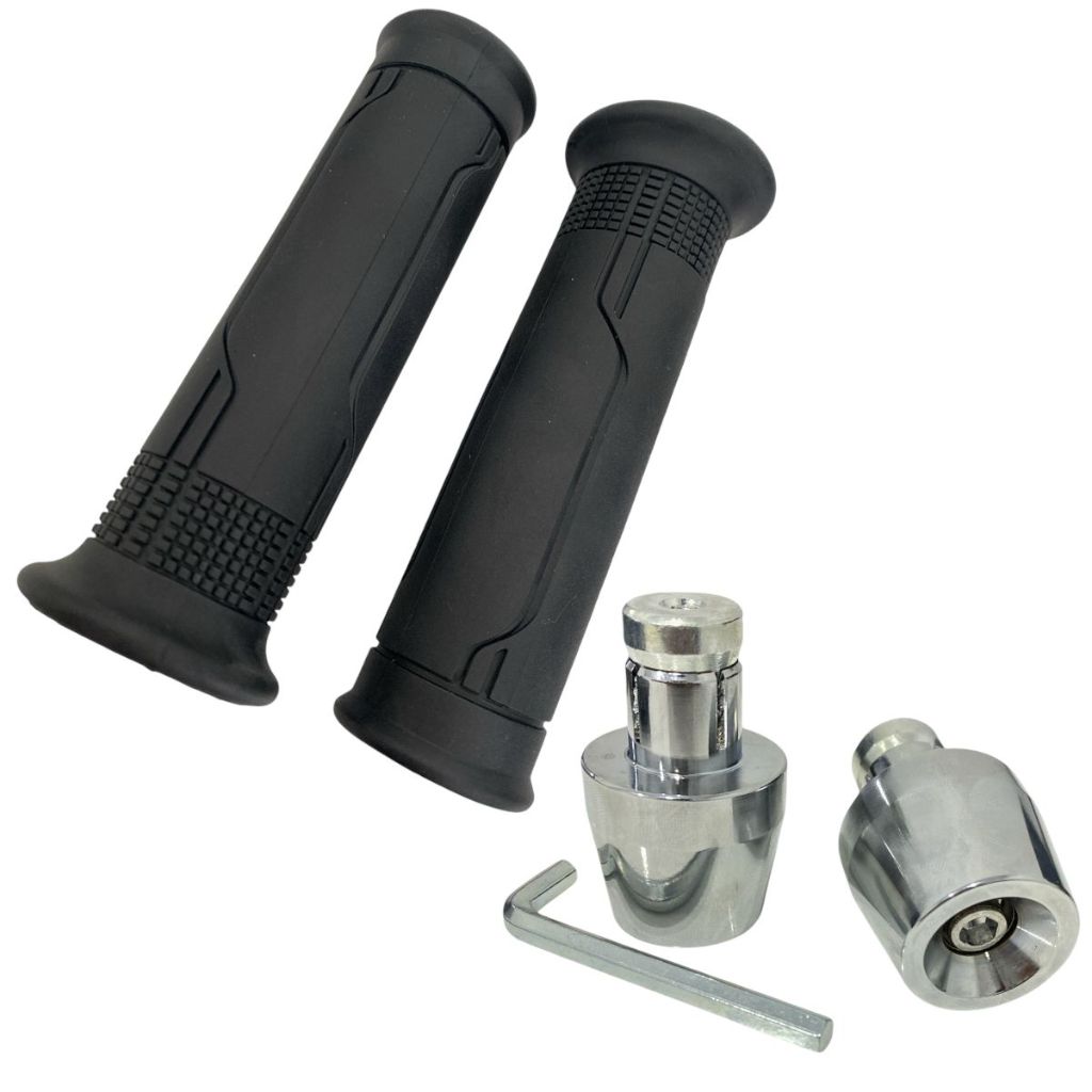 Kit Manopla Luva Vazada Riscadinha + Peso Pcx Cromado Com Bucha/Parafuso