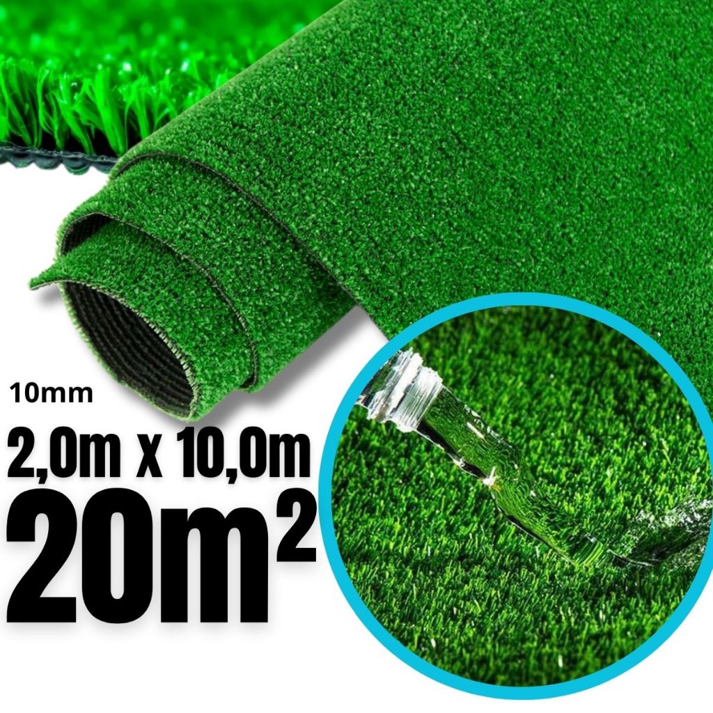 Grama Sintética 2,00m x10,0m (20,0m²) 10mm Ideal para Pets, academia, quintal Playgorund em Oferta na Shopee