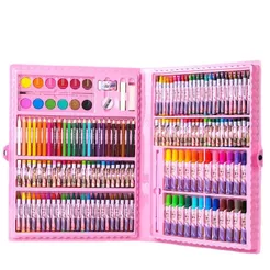 Maleta De Pintura Infantil Estojo 24/48/68150 Peças Para Colorir tema variado Menina Voltas Aulas Canetinhas Lapis Tinta